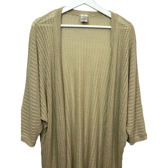 Time and Tru Open Knit Cardigan Tan Plus Size XXL 2X Lightweight Layering Fall - Picture 7 of 9